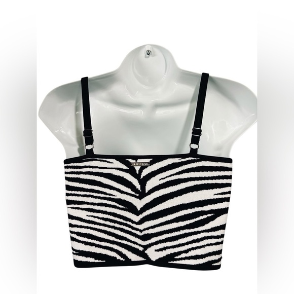 NEW, Michael Kors, Zebra Jacquard Cropped Cami Top, Medium, Black, White - Picture 7 of 12